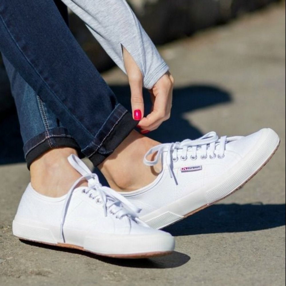 SUPERGA White Canvas Classic Sneakers